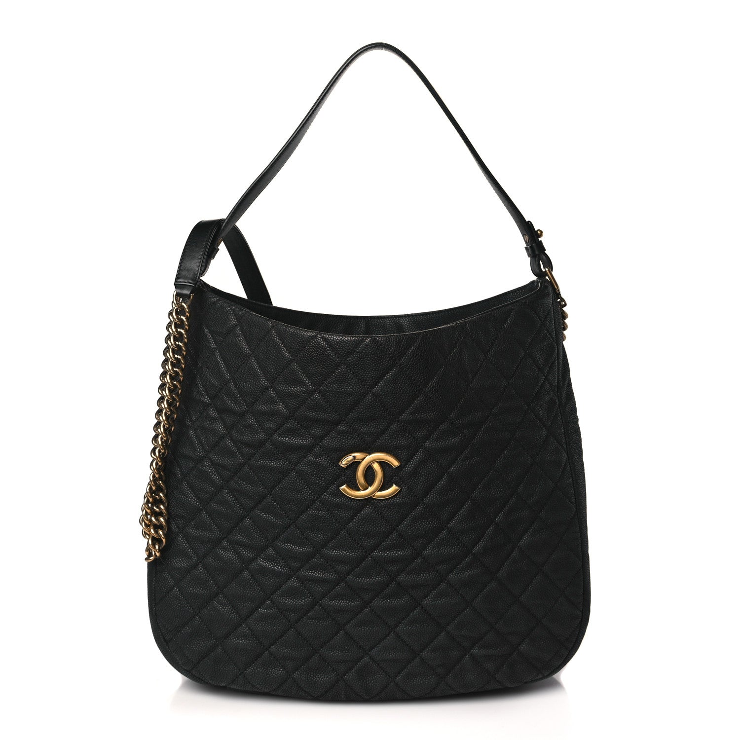 Chanel Iridescent Caviar Quilted Country Chic Hobo Black 1 of 9
