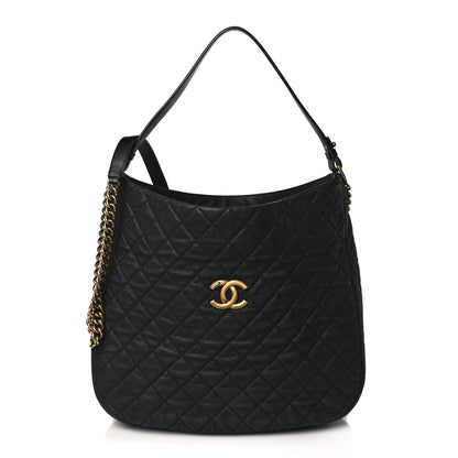 Chanel Iridescent Caviar Quilted Country Chic Hobo Black 1 of 9
