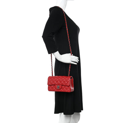 Chanel Lambskin Quilted Mini Rectangular Flap Red 2 of 11