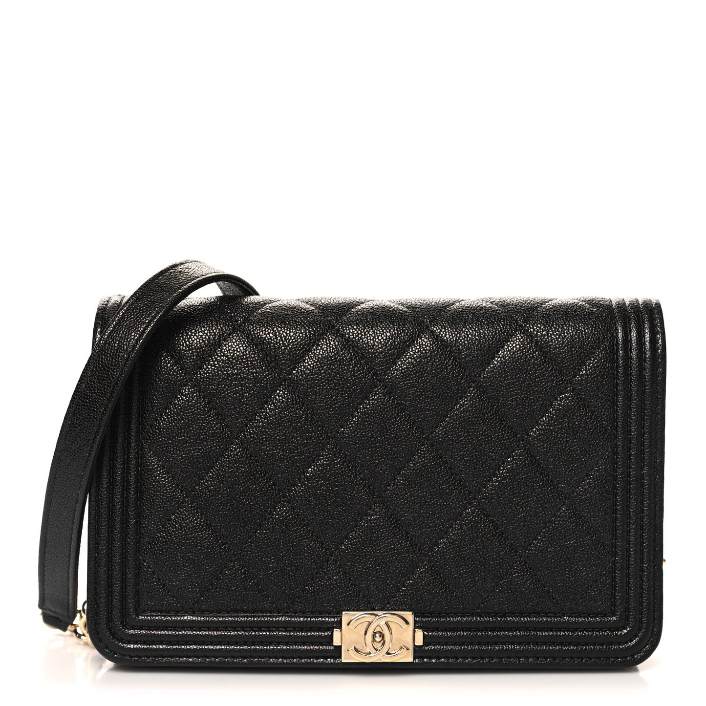 Caviar Quilted Boy Wallet On Chain WOC Black