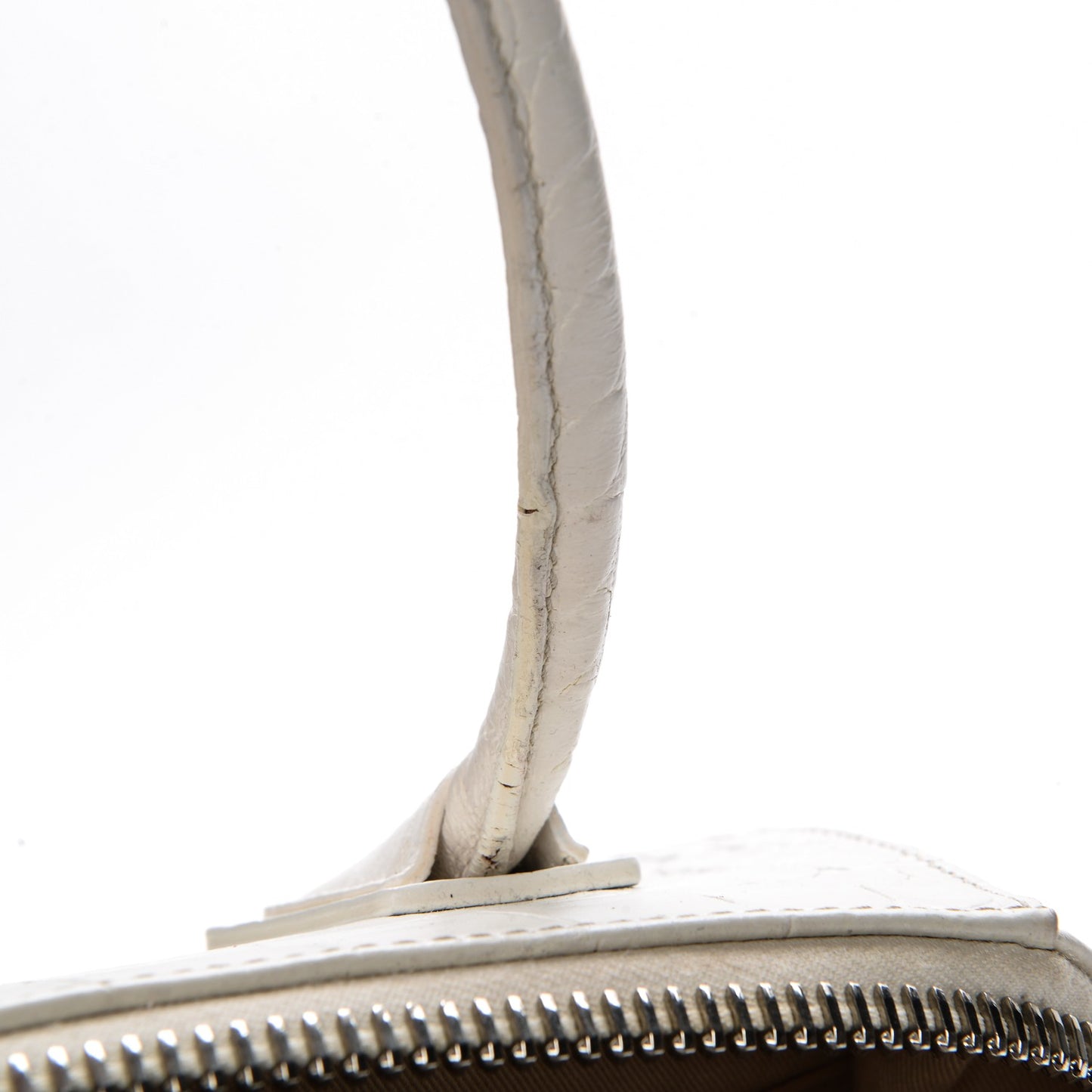 Calfskin Crocodile Embossed Small Antigona White