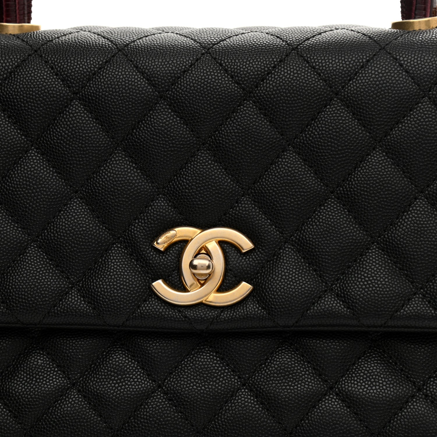 Chanel Caviar Lizard Embossed Quilted Small Coco Handle Flap Black 6 of 12