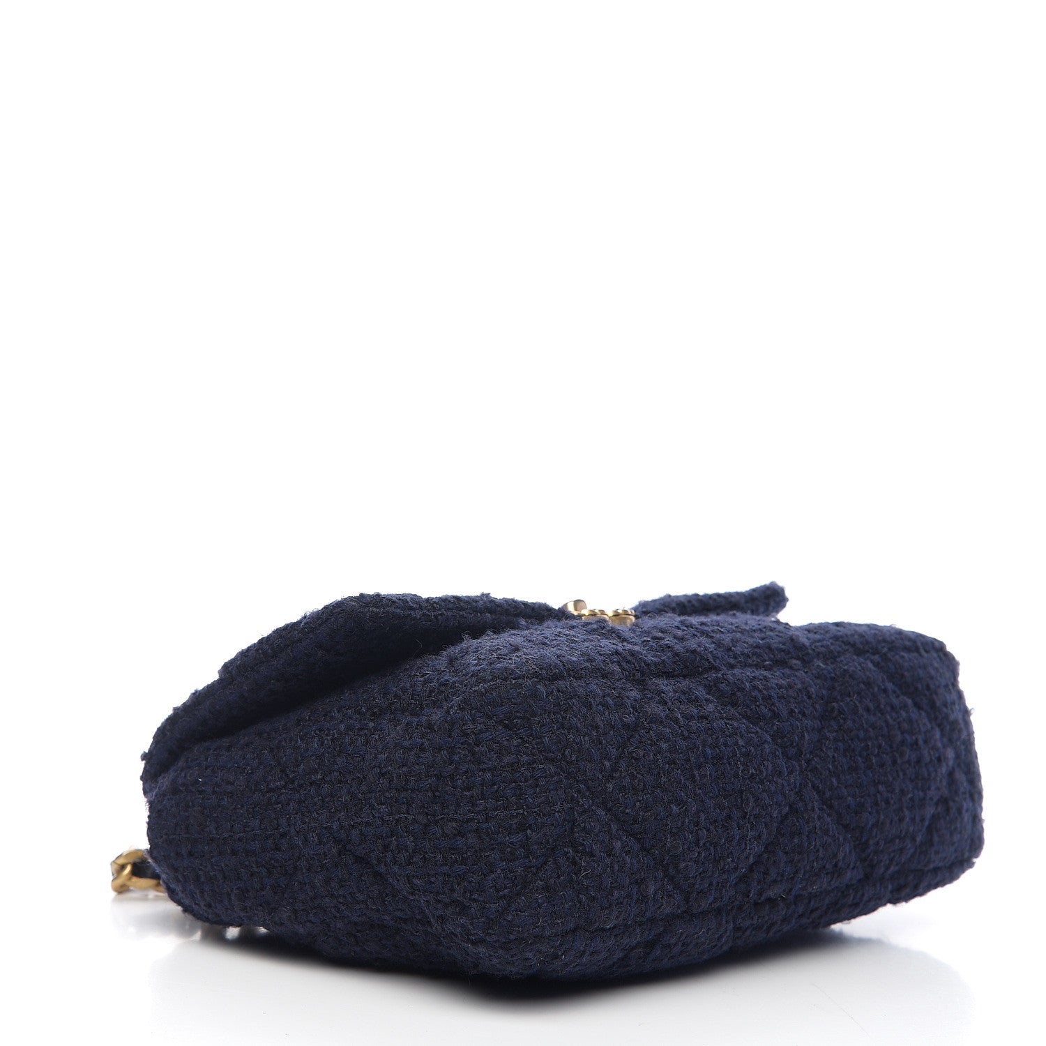 Chanel Tweed Quilted Large 19 Flap Navy Blue 3 of 10