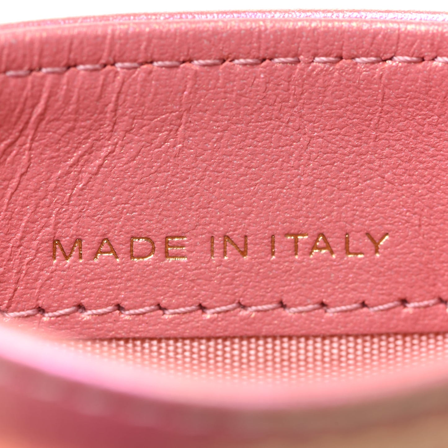 Iridescent Calfskin Quilted Chanel 19 Card Holder Pink