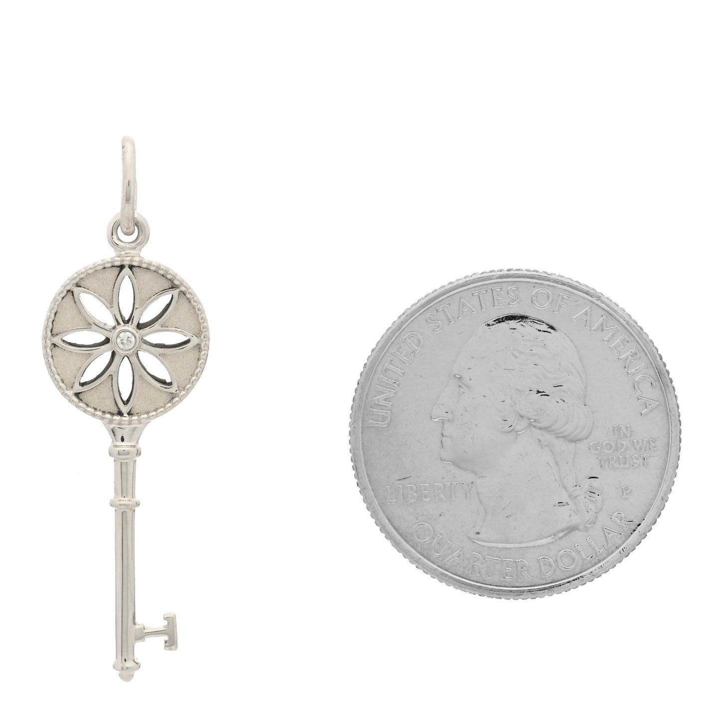Sterling Silver Diamond Small Daisy Key Pendant