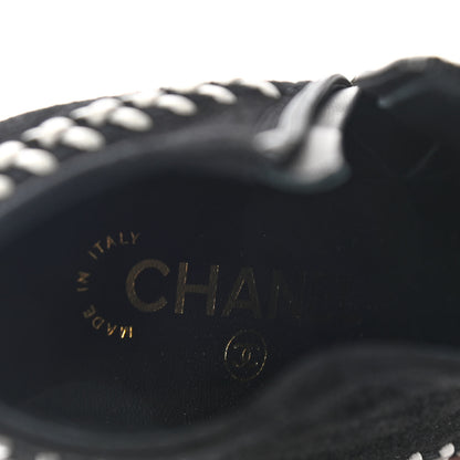 Chanel Suede Lambskin Short Boots 37.5 Black White 7 of 10