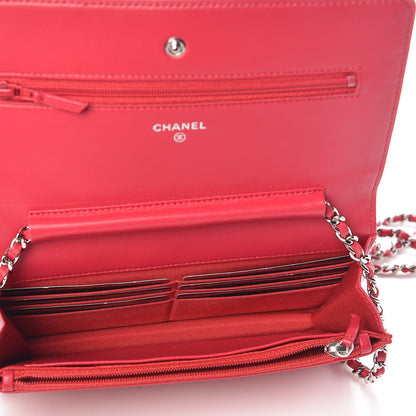 Chanel Lambskin Quilted Wallet On Chain WOC Fuchsia 5 of 9