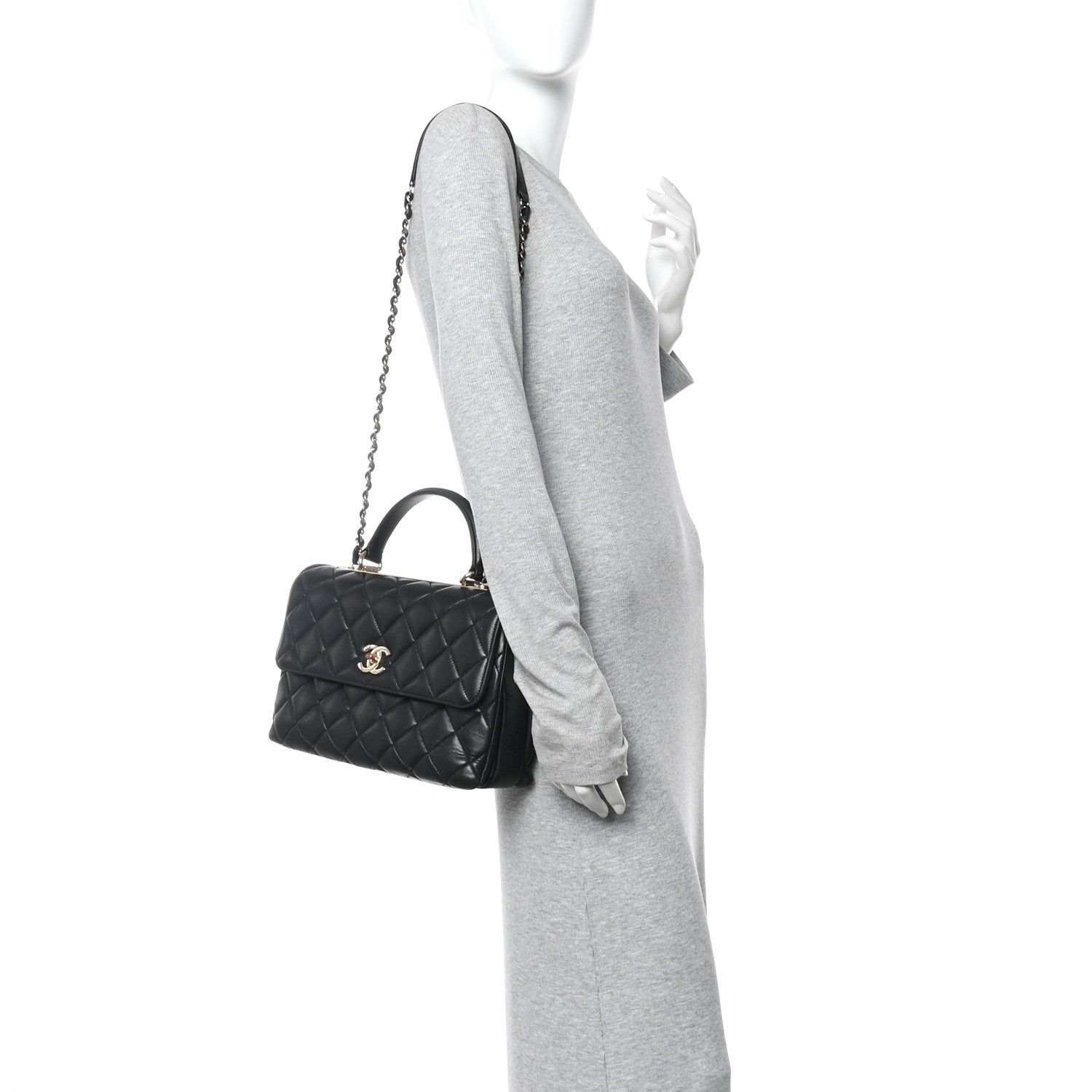 Chanel Lambskin Quilted Medium Trendy CC Flap Dual Handle Bag Black 2 of 11