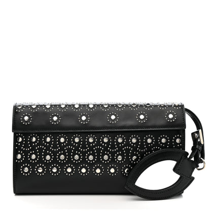 Alaia Calfskin Studded Foldover Clutch Black 3 of 13