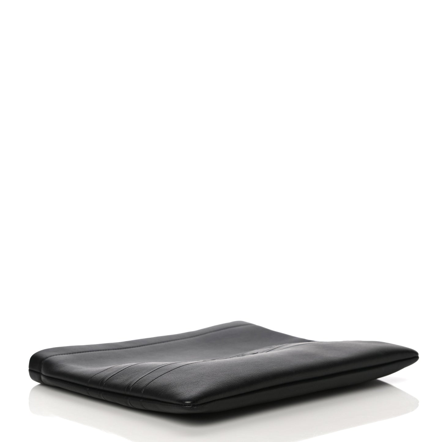 Calfskin Embossed Logo Zip Clutch Black