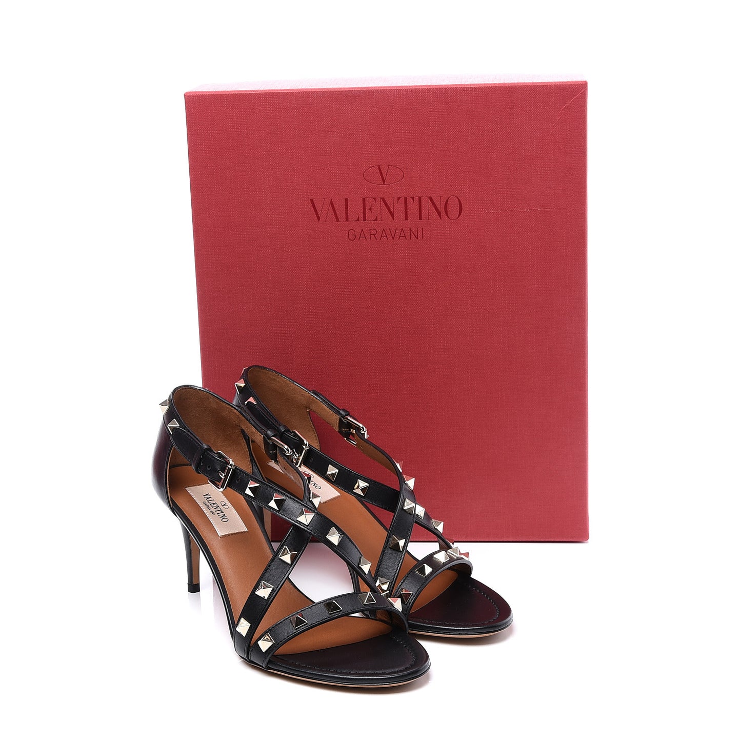 Nappa Rockstud Crisscross 70mm Sandals 37 Black