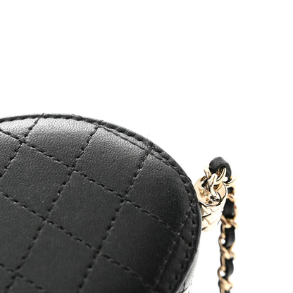 Chanel Lambskin Quilted Mini Round Vanity Case With Chain Black 11 of 12