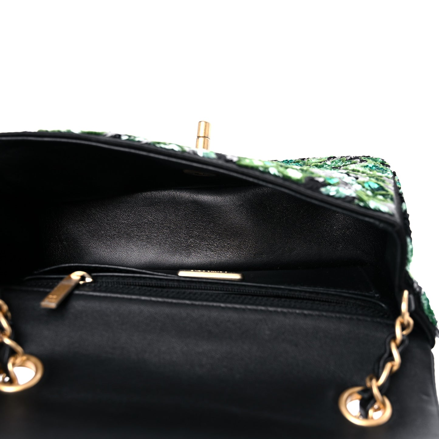 Sequin Mosaic Mini Rectangular Flap Green Black
