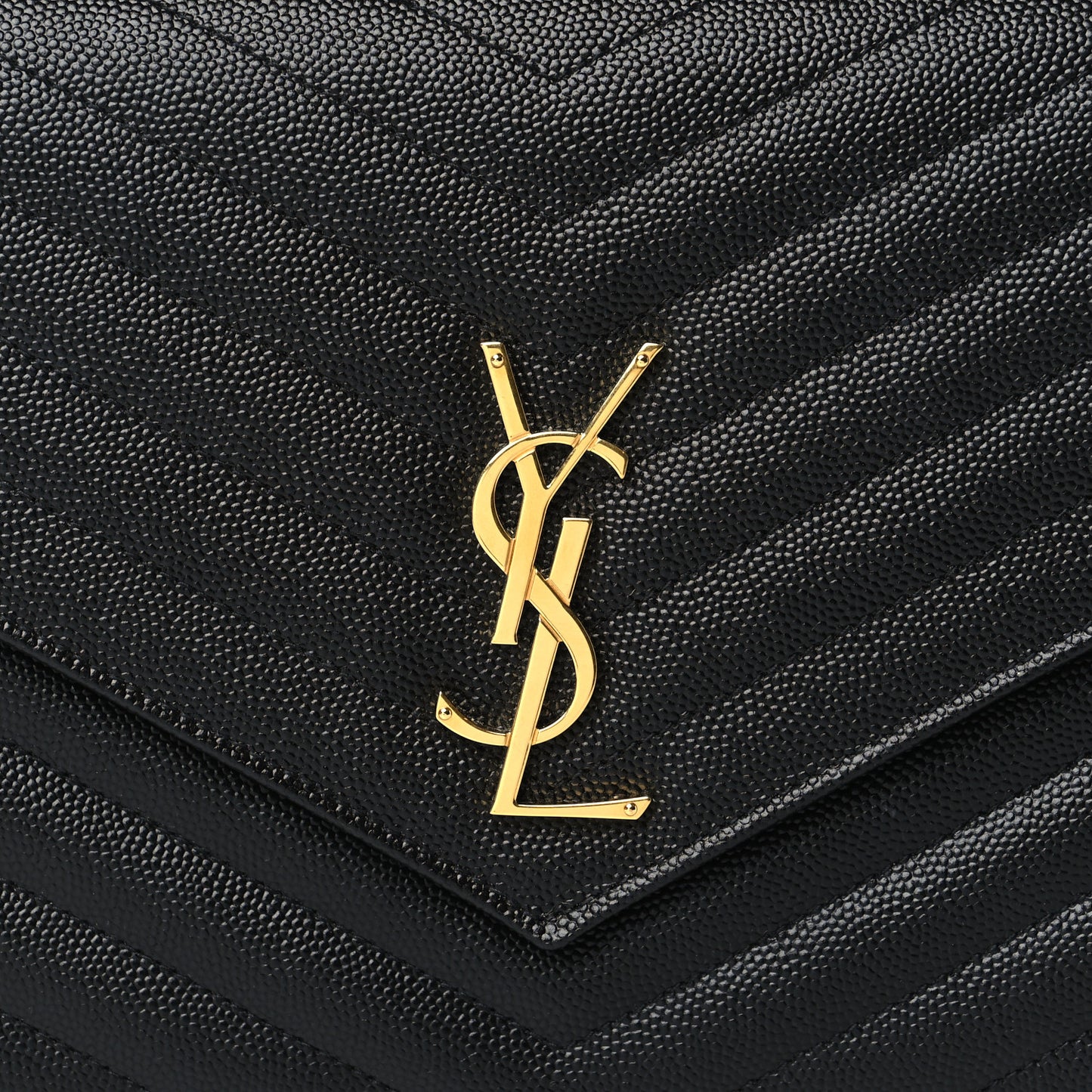 Grain De Poudre Matelasse Chevron Monogram Envelope Clutch Black