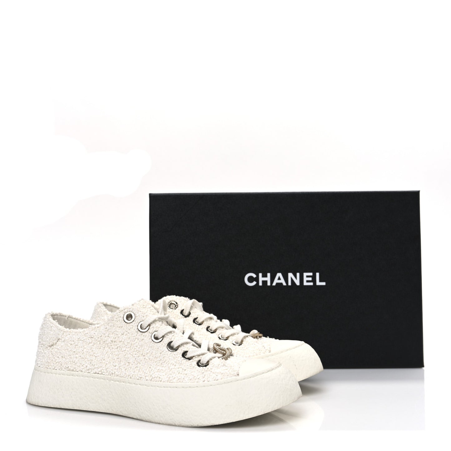 Tweed Womens CC Platform Sneakers 39.5 White