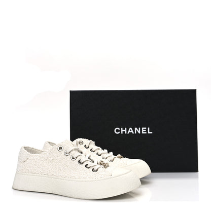 Chanel Tweed Womens CC Platform Sneakers 39.5 White 11 of 11