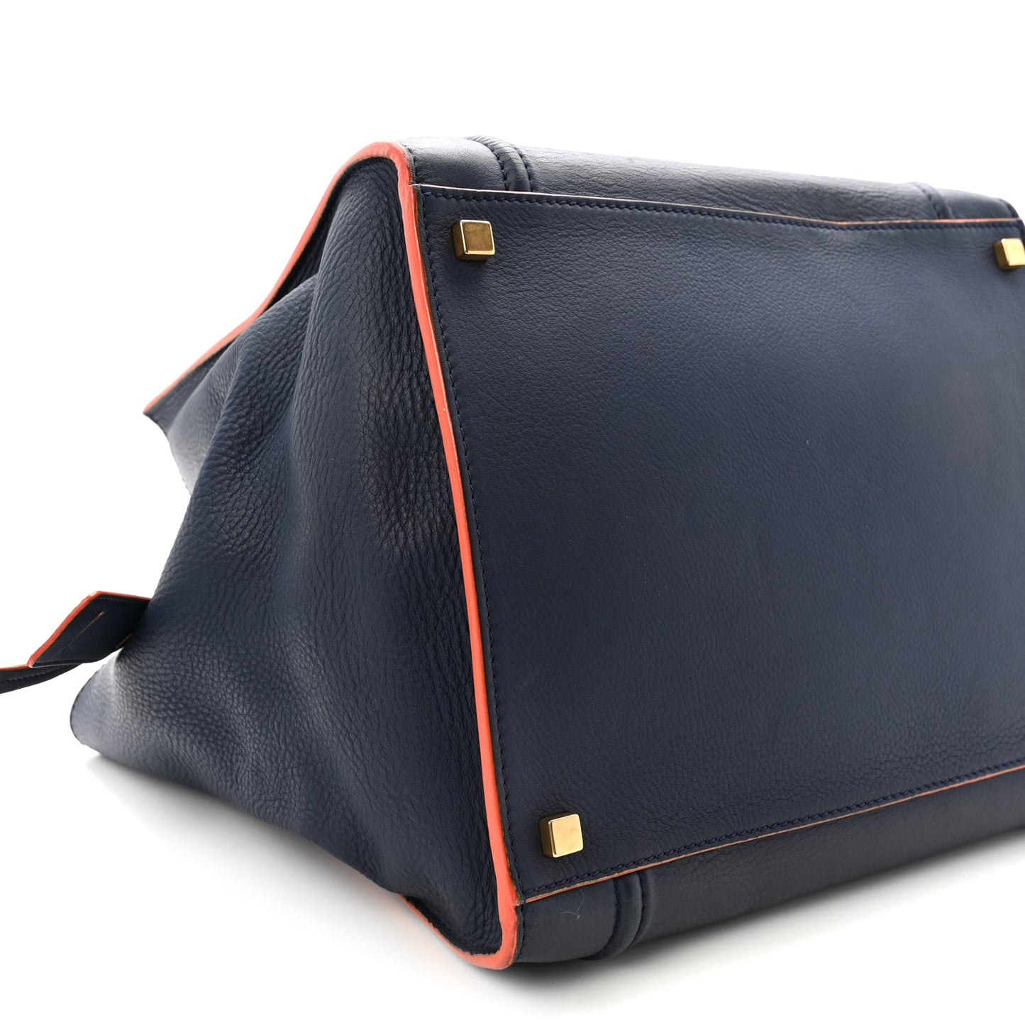 Drummed Leather Medium Phantom Luggage Royal Blue Orange Trim