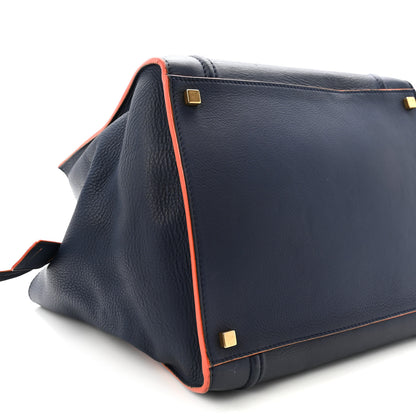 Celine Drummed Leather Medium Phantom Luggage Royal Blue Orange Trim 9 of 10