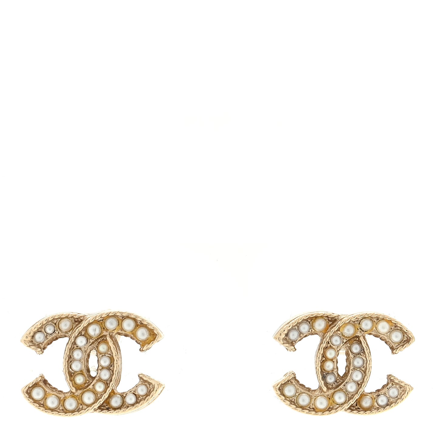 Metal Graduated Pearl Crystal CC Earrings Light Gold