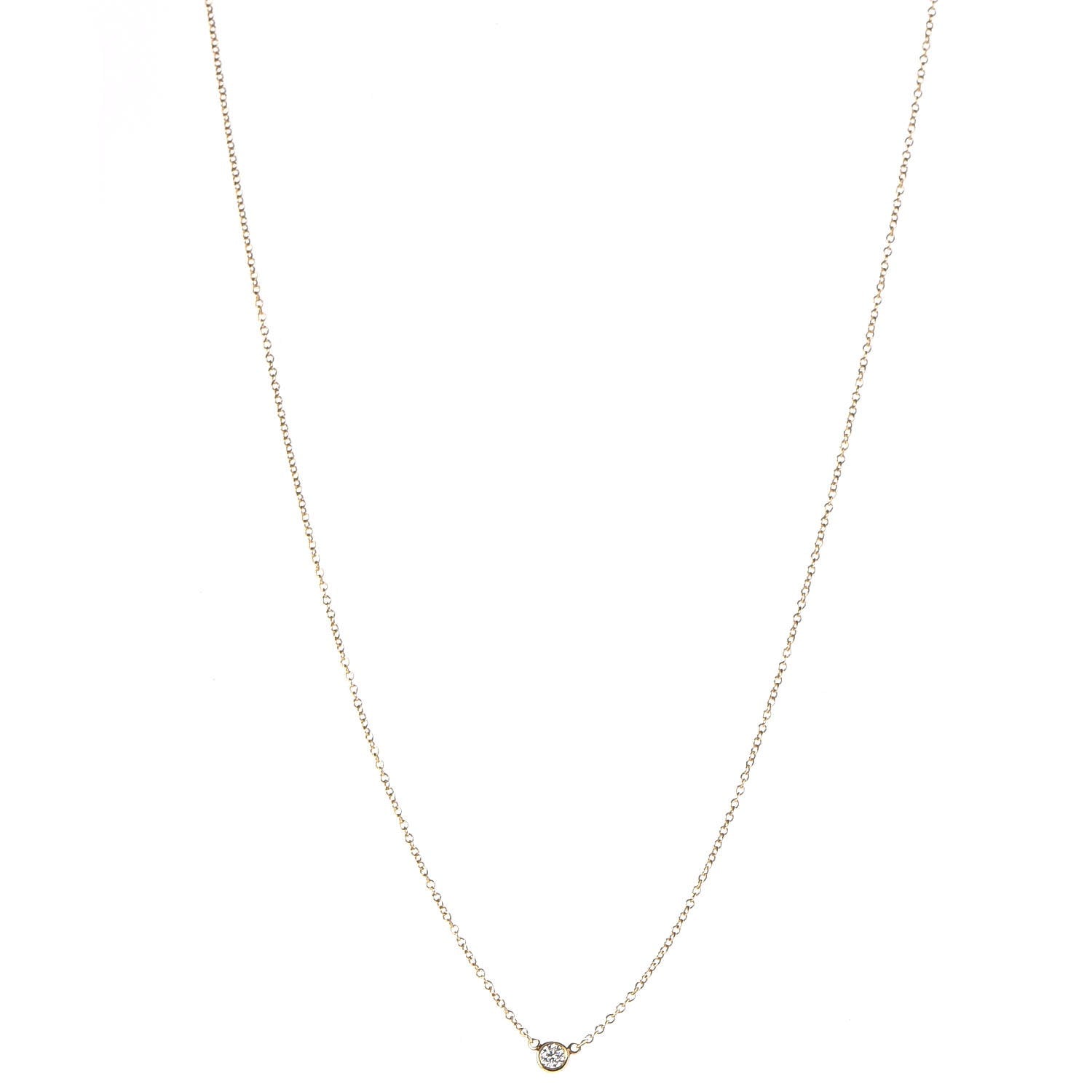 Tiffany 18K Yellow Gold Diamond .08ct Elsa Peretti Diamonds by the Yard Pendant Necklace 1 of 8