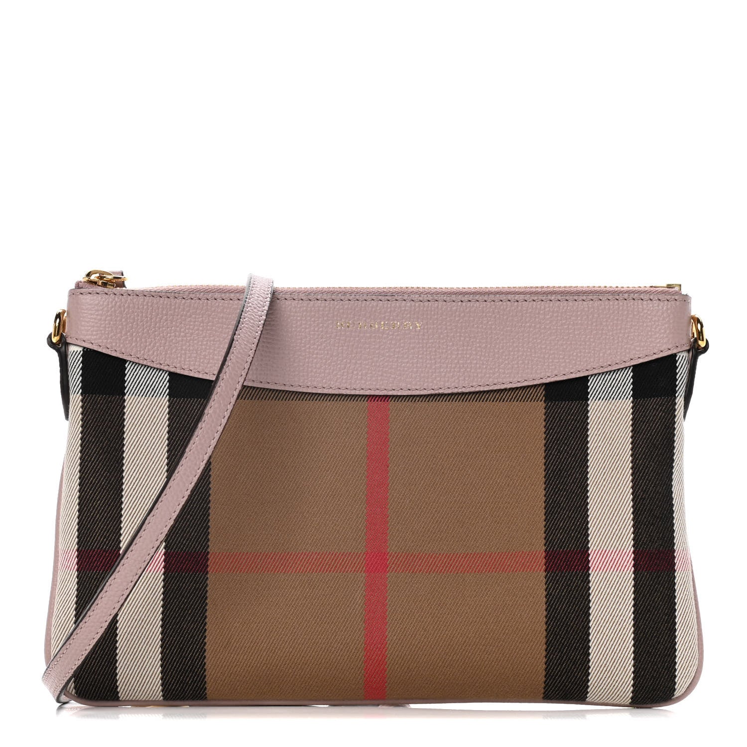 Burberry House Check Derby Peyton Crossbody Clutch Bag Pale Orchid 1 of 10