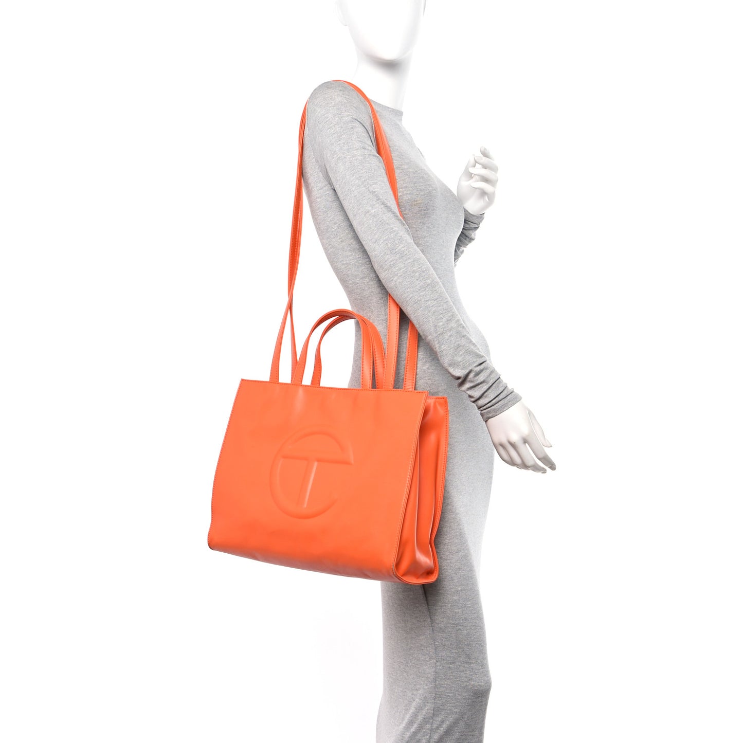 Vegan Leather Medium Shopping Bag Orange