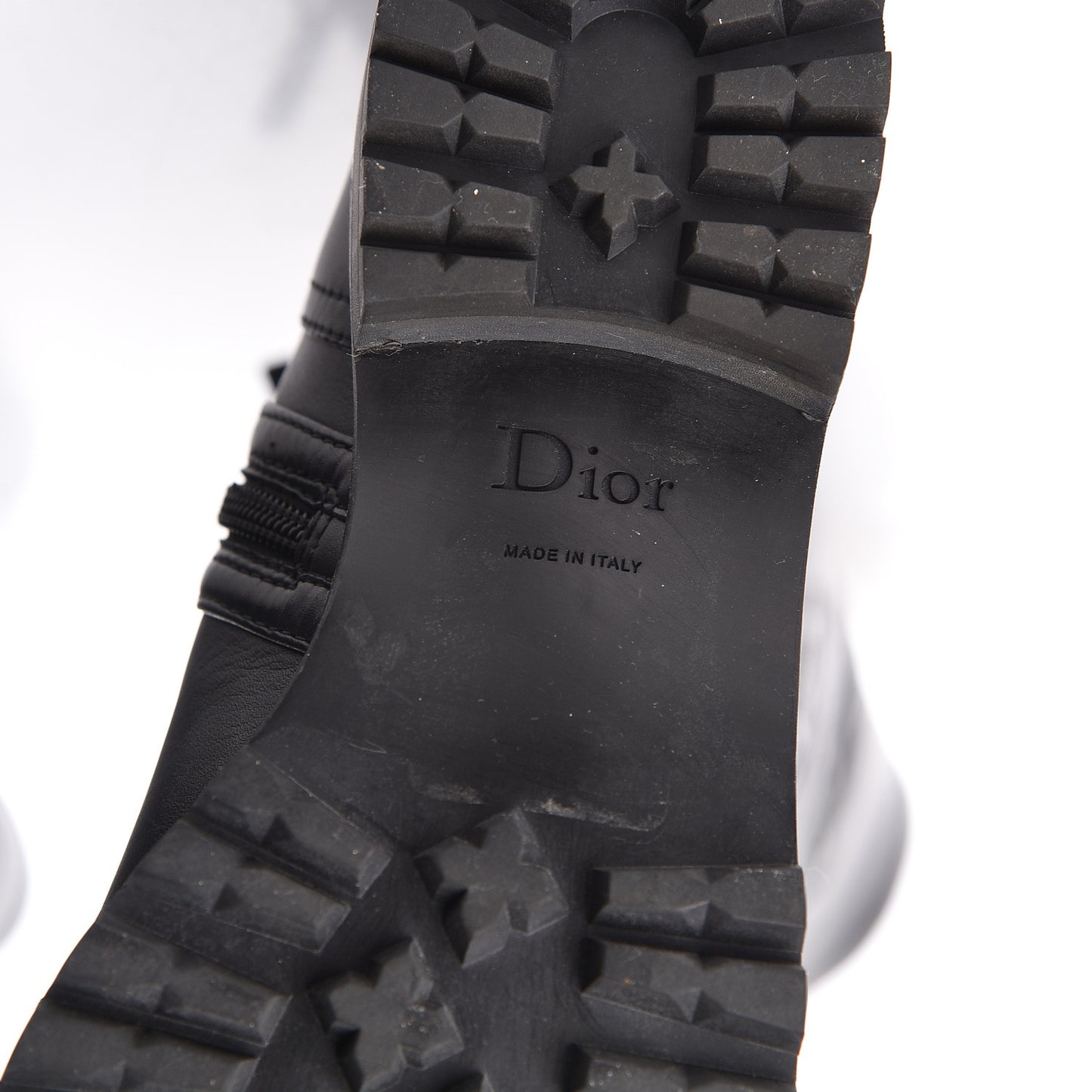 Stretch Lambskin Badge Knee High Boots 37 Black