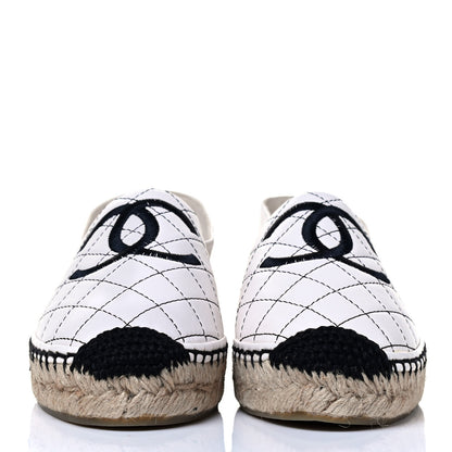 Chanel Lambskin Stitched CC Espadrilles 39 White Black 2 of 5