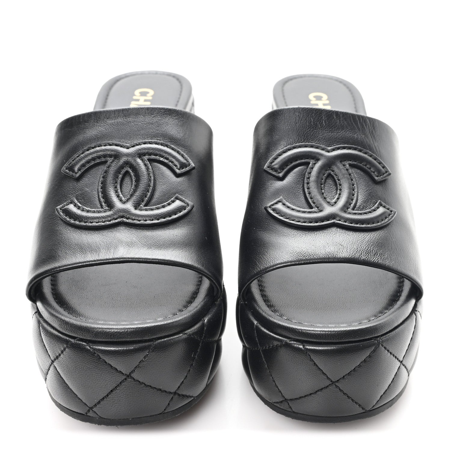 Chanel Lambskin Quilted CC Platform Mules 41 Black 3 of 10