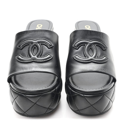 Chanel Lambskin Quilted CC Platform Mules 41 Black 3 of 10