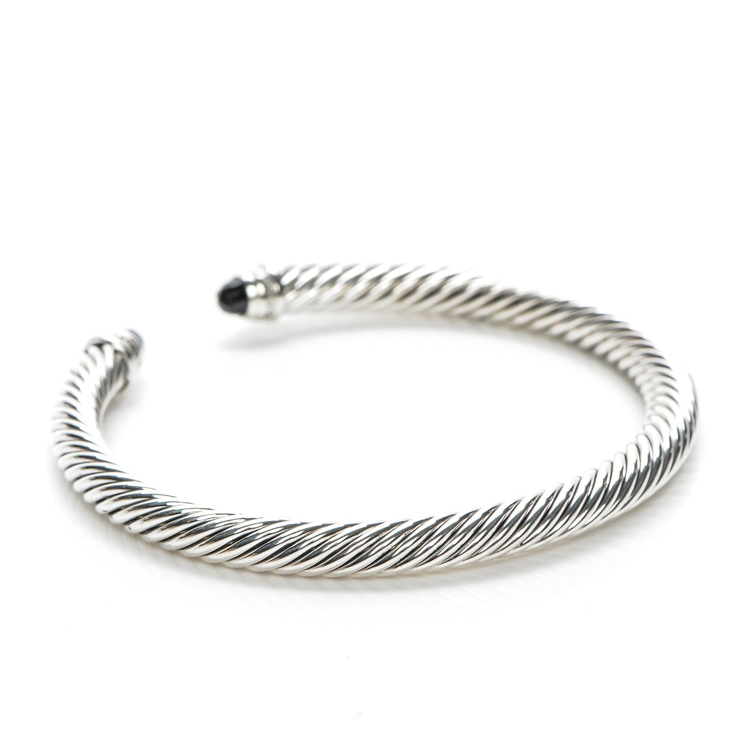 Sterling Silver Diamond Black Onyx 5mm Cable Classics Bracelet