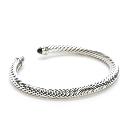 David Yurman Sterling Silver Diamond Black Onyx 5mm Cable Classics Bracelet 3 of 5