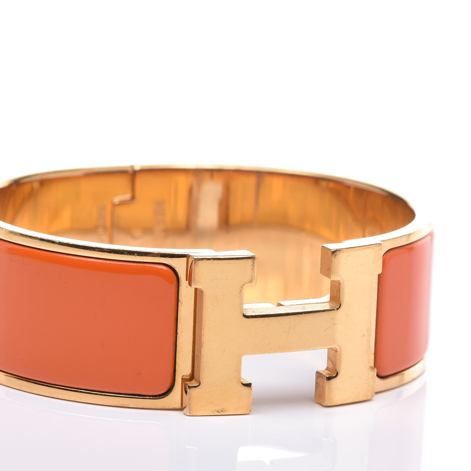 Hermes Enamel Wide Clic Clac H Bracelet GM Orange 7 of 8