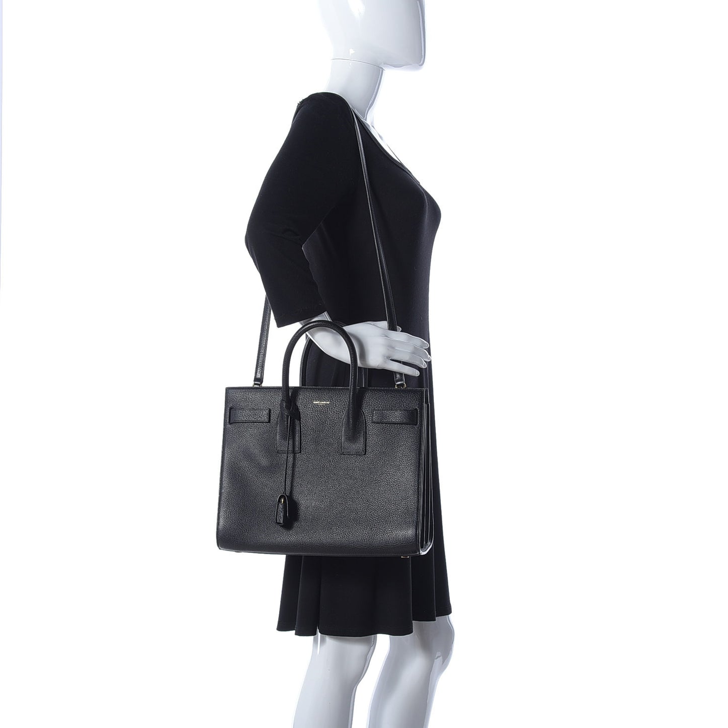 Grained Calfskin Small Sac De Jour Black