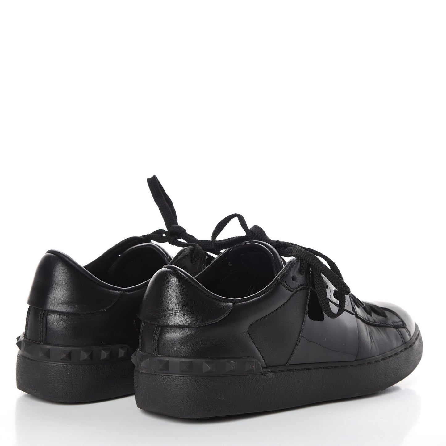 Calfskin Womens Rockstud Open Sneakers 35.5 Black