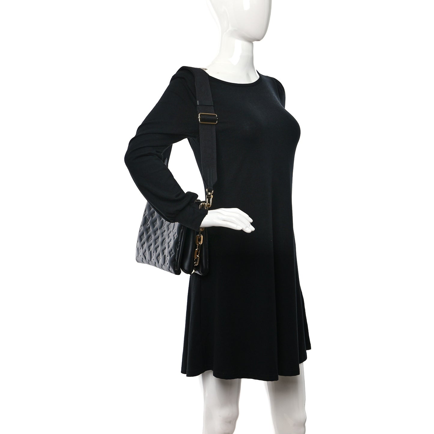 Lambskin Embossed Monogram Coussin PM Black