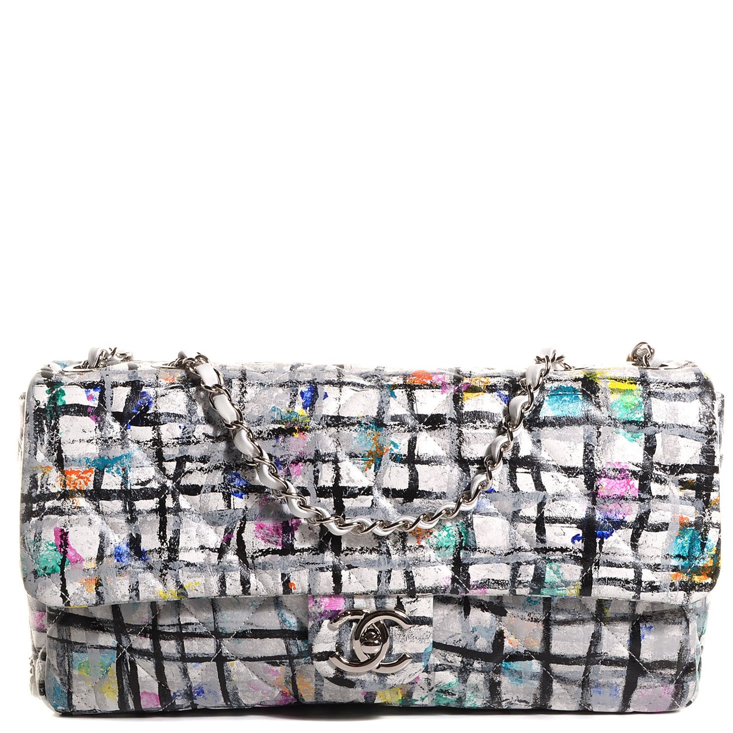 Calfskin Hand Painted Graffiti Flap Multicolor