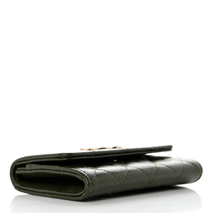 Chanel Caviar Quilted Chain CC Flap Card Holder Khaki 4 of 9