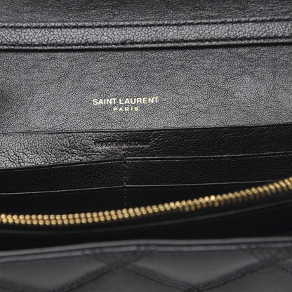 Saint Laurent Lambskin Diamond Quilted Becky Chain Wallet Black 6 of 10