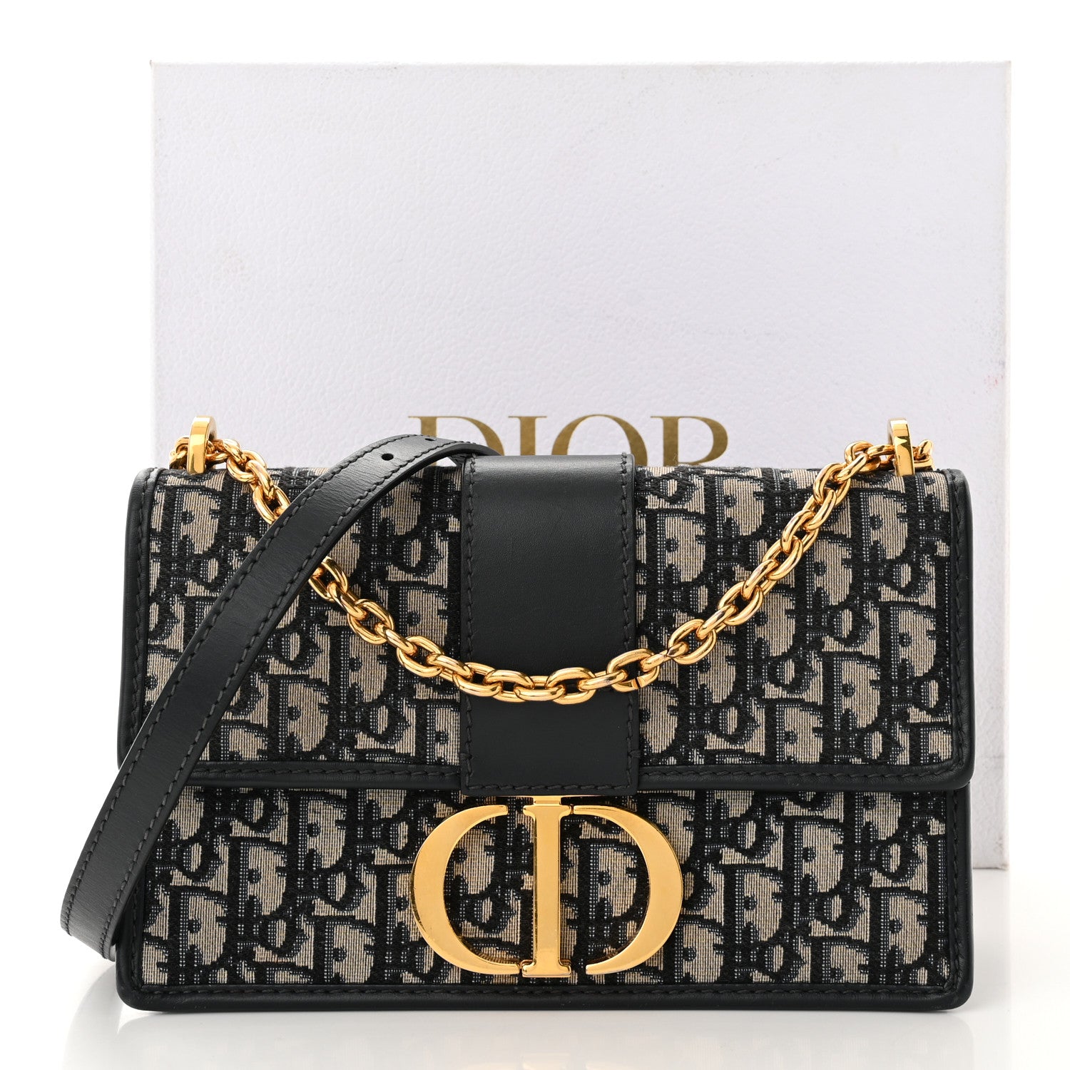 Christian Dior Oblique 30 Montaigne Chain Flap Bag Blue 10 of 10