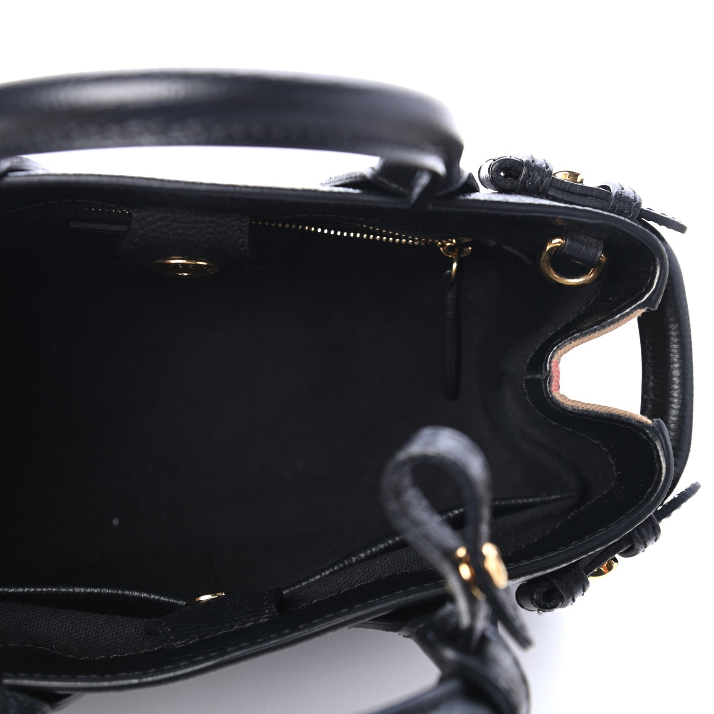 Grainy Calfskin House Check Small Banner Tote Black