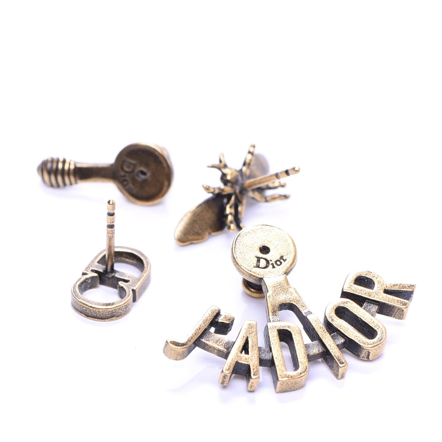 Metal J'Adior Earrings Aged Gold
