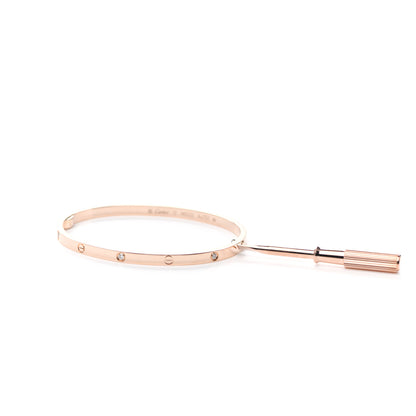 Cartier 18K Pink Gold 6 Diamond Small LOVE Bracelet 17 3 of 5