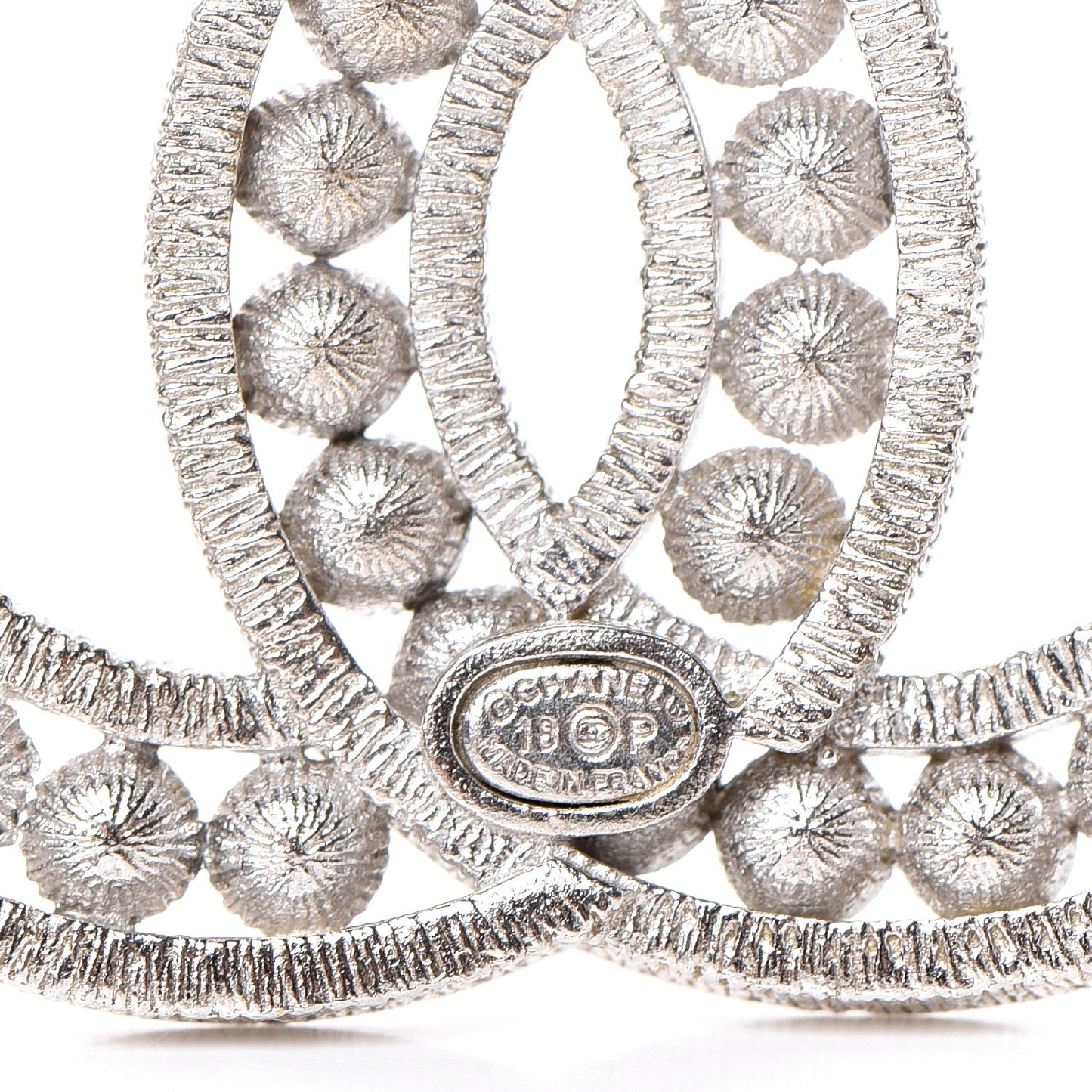 Pearl Crystal CC Brooch Silver