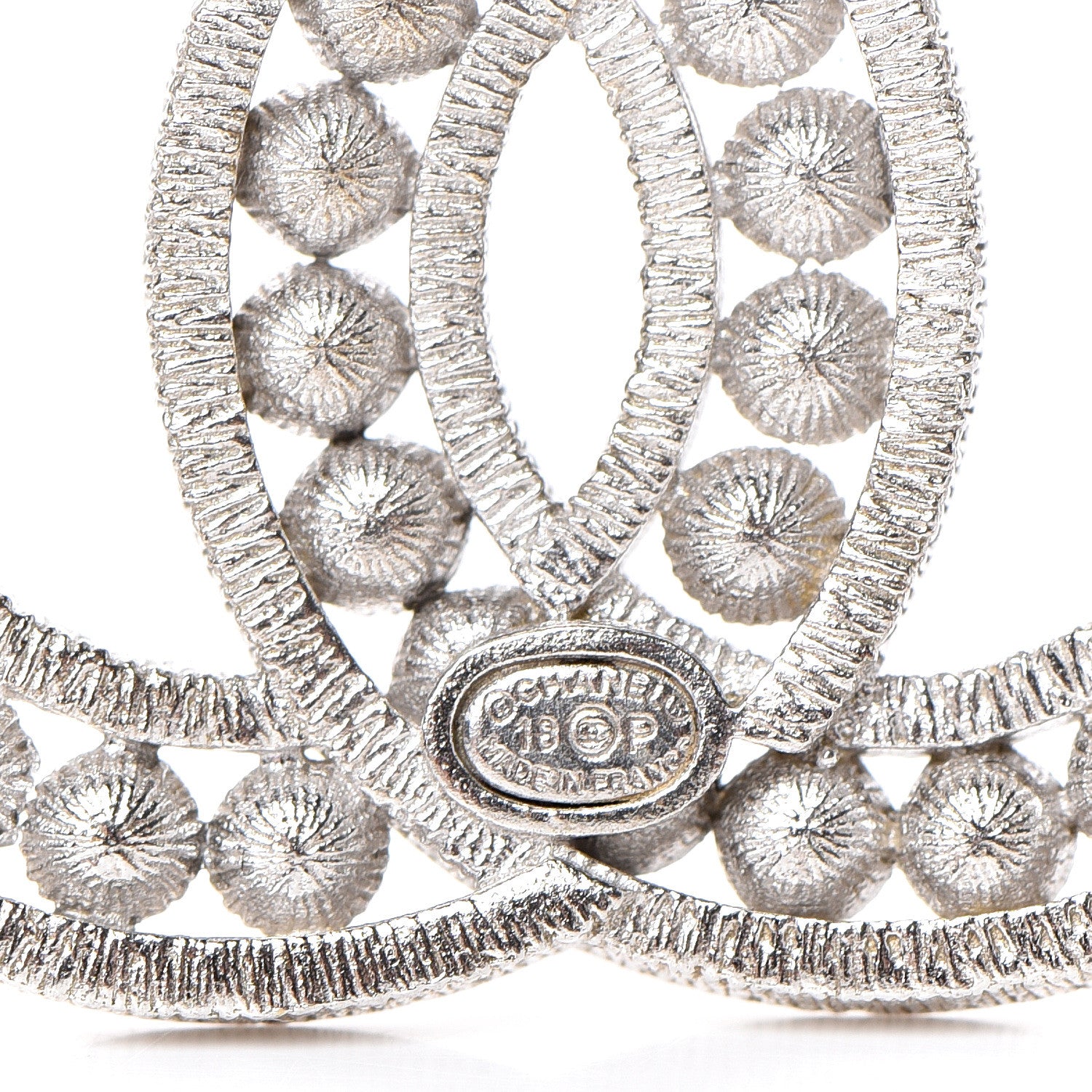 Chanel Pearl Crystal CC Brooch Silver 3 of 3