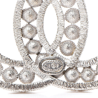 Chanel Pearl Crystal CC Brooch Silver 3 of 3