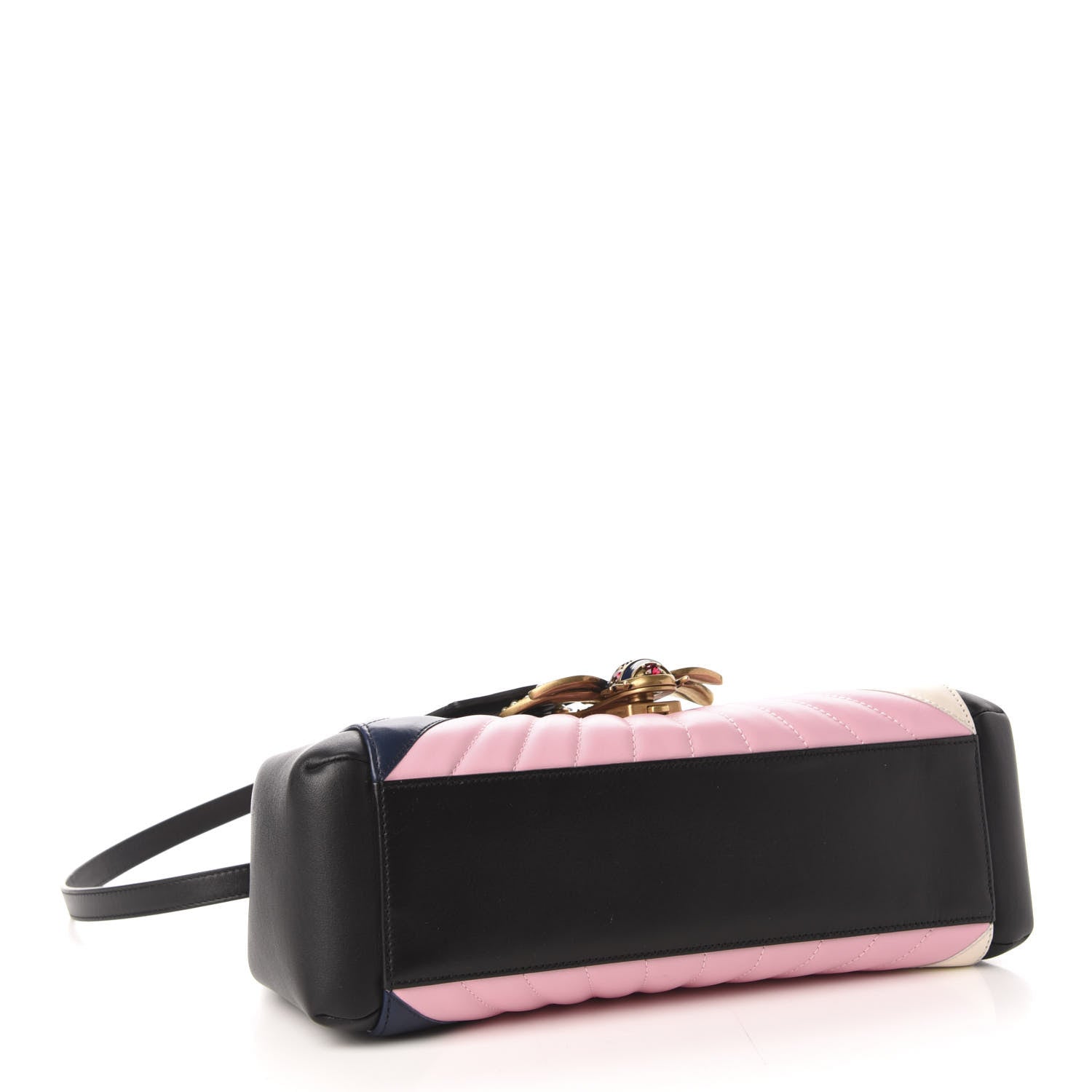 Gucci Calfskin Bamboo Trapuntata Queen Margaret Top Handle Bag Blue Agata Hibiscus Red Mystic White Sugar Pink 4 of 12