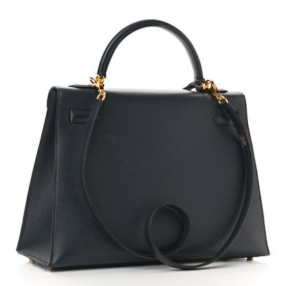 Hermes Courchevel Kelly Sellier 32 Bleu Marine 3 of 10