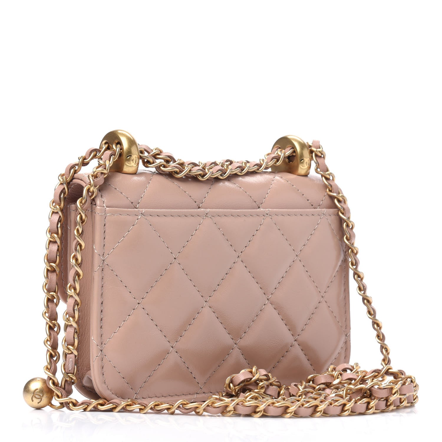 Chanel Calfskin Quilted Perfect Fit Coin Purse With Chain Beige 2 of 3