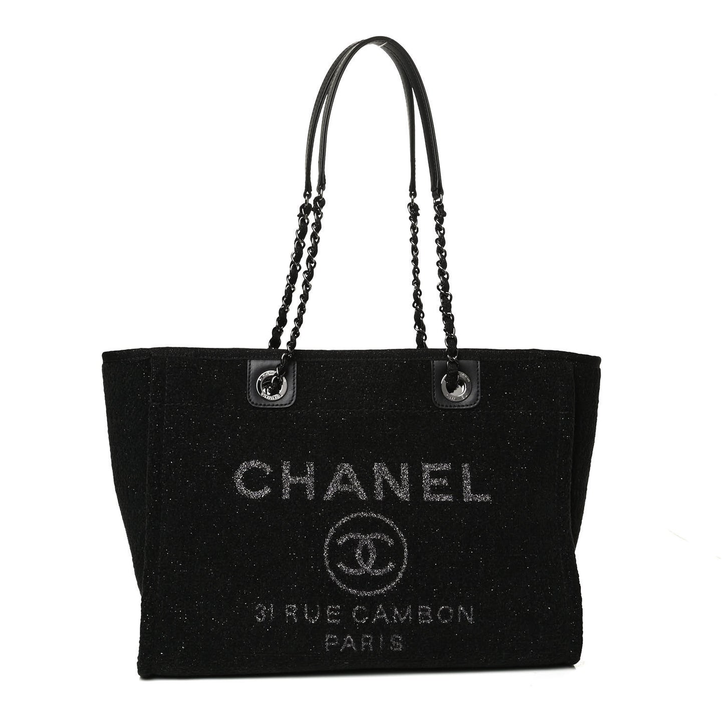 Lurex Canvas Small Deauville Tote Black